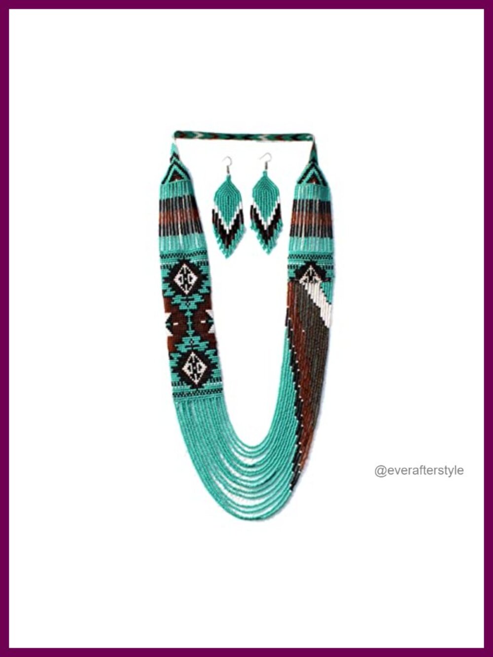 Handmade Native American Style Beaded Layered Medallion Necklace